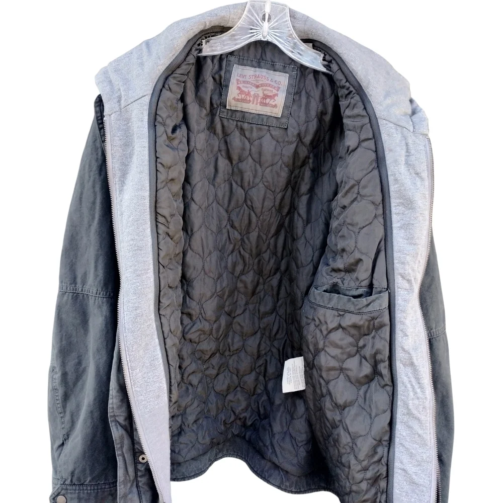Levi's Military Jacket Detachable Hood Layered Look Cotton Men's Size M